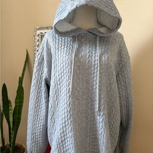 Cozy Light Blue Cable Knit Hoodie